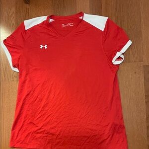Under Armour Vivid Red Sports Tee with White Highlights
